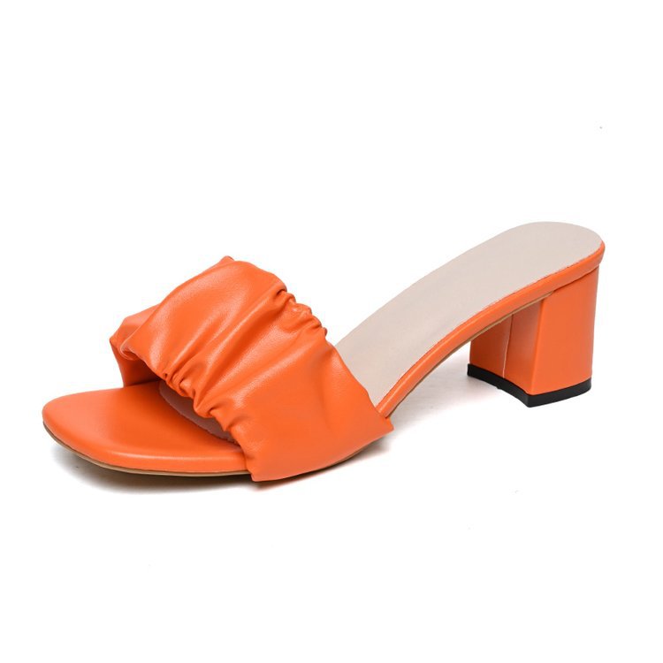 Damen trendige Blockabsatz-Sandalen mit Raffungen EB
