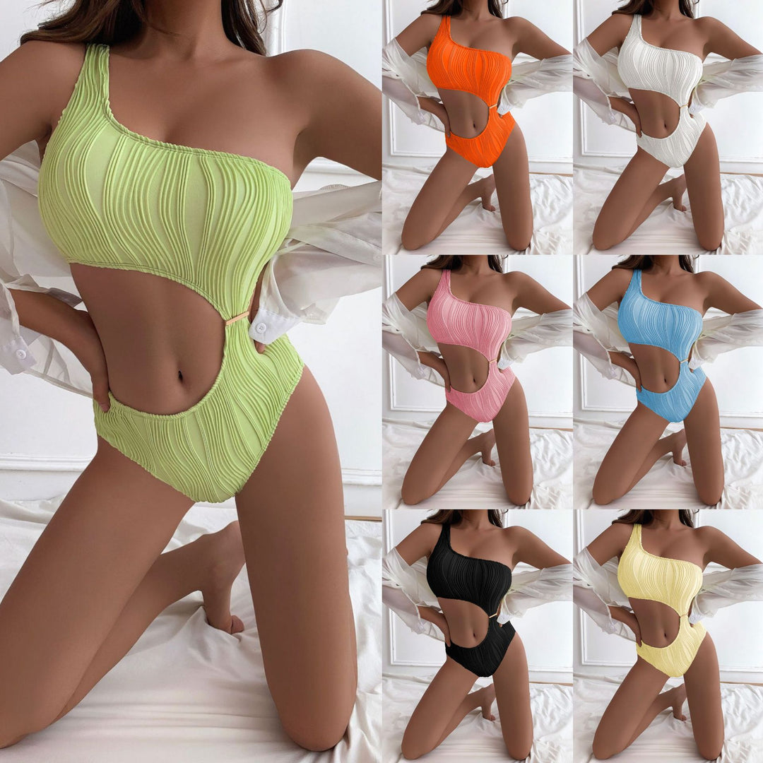 Damen Einseitiger Schnitt Badeanzug mit verrücktem Design EB