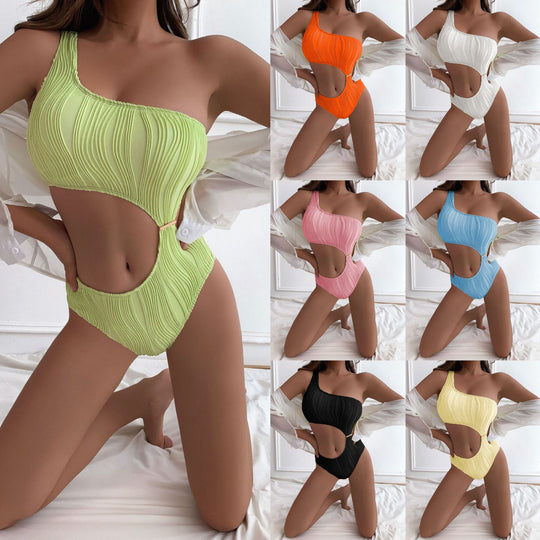 Damen Einseitiger Schnitt Badeanzug mit verrücktem Design EB