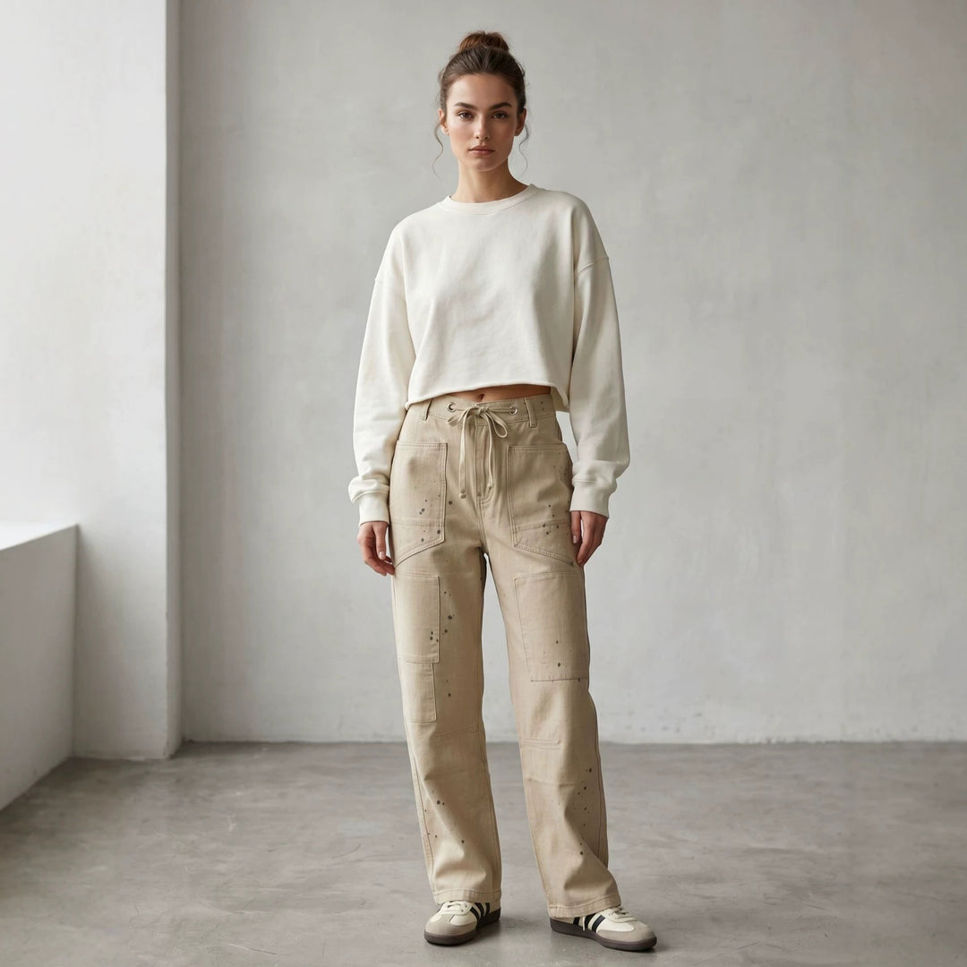 Damen nan oversized Strickpullover mit Rundhalsausschnitt und entspannter Silhouette EB