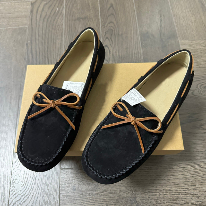 Damen Mokassin-Schuhe aus hochwertigem Wildleder mit eleganter Schnürung EB