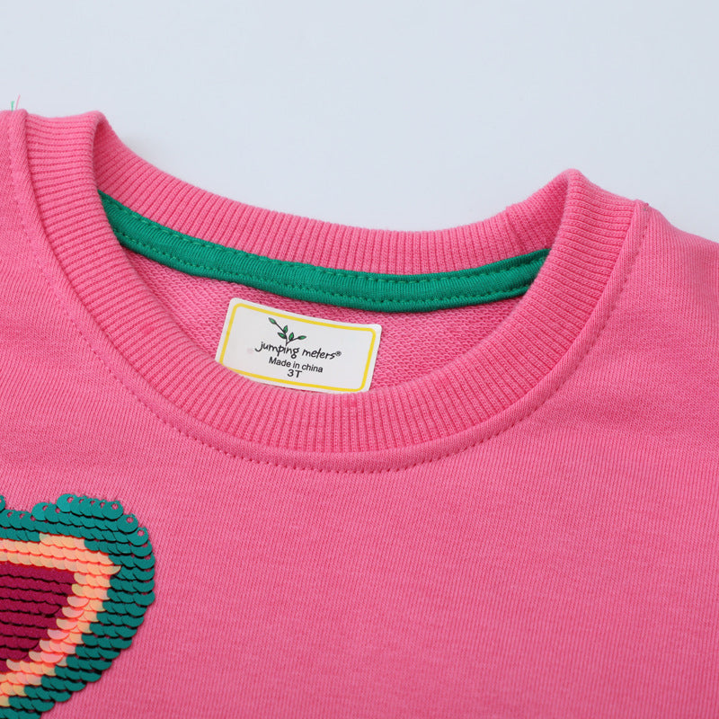 Mädchen Sweatshirt mit glitzernden Regenbogenapplikationen EB