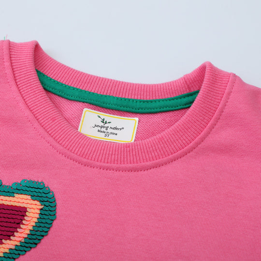 Mädchen Sweatshirt mit glitzernden Regenbogenapplikationen EB