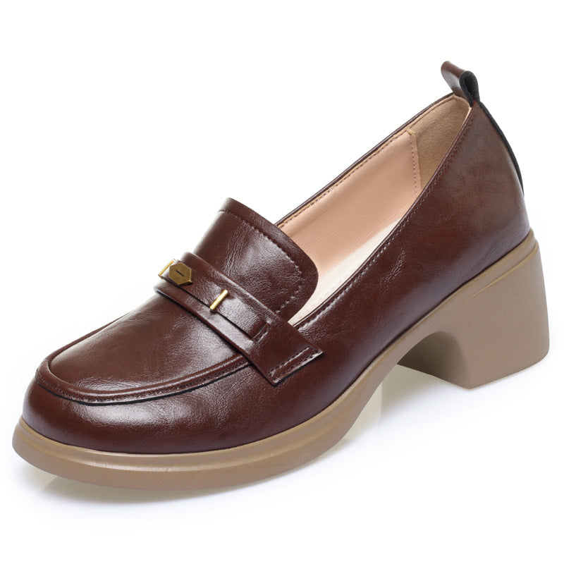 Damen Elegante Loafers mit stilvollem Schmuckdetail und komfortablem Blockabsatz EB