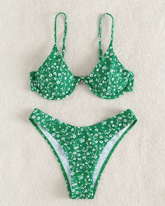 Damen Triangel-Bikini mit floralem Design und komfortabler Passform EB
