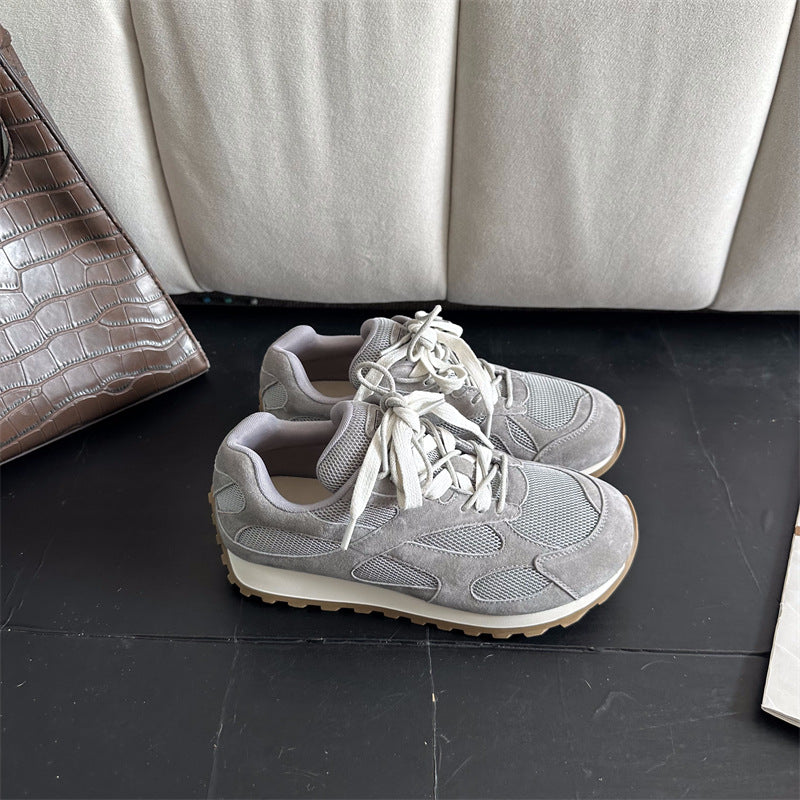 Damen Sportliche Sneaker mit atmungsaktivem Mesh und modischer Wildleder-Oberfläche EB