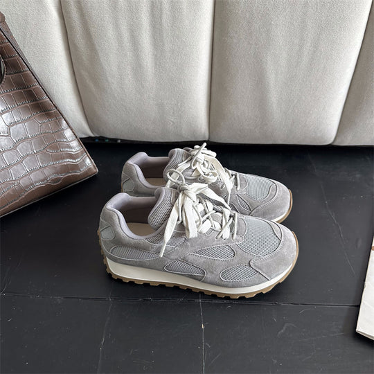 Damen Sportliche Sneaker mit atmungsaktivem Mesh und modischer Wildleder-Oberfläche EB