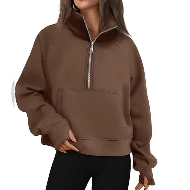 Damen Sportlicher Hoodie mit hohem Kragen EB