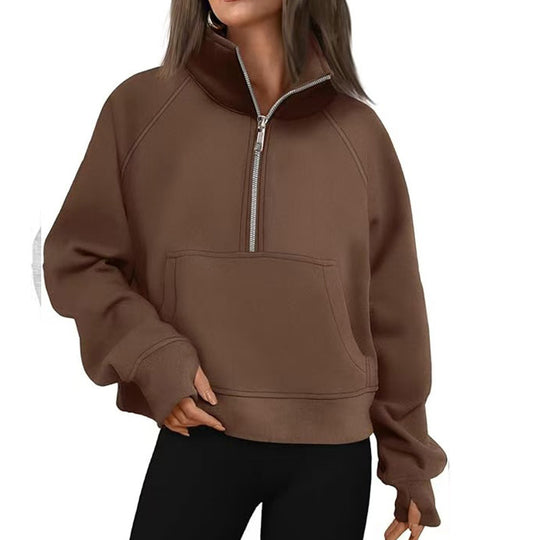 Damen Sportlicher Hoodie mit hohem Kragen EB