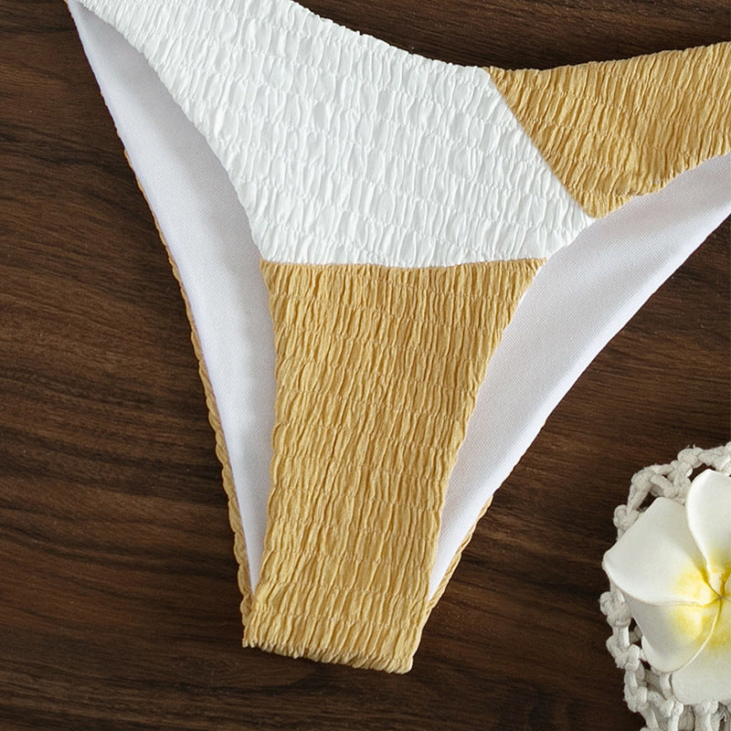Damen Triangel-Bikini mit raffiniertem Wellenmuster und verstellbaren Trägern EB