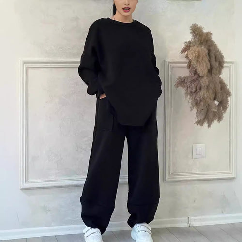 Damen Cozy Oversized Sweat-Set mit geräumigen Taschen und angenehmem Schnitt EB