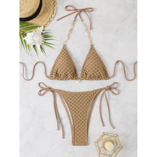 Damen Triangel-Bikini mit raffinierter Häkel-Optik EB