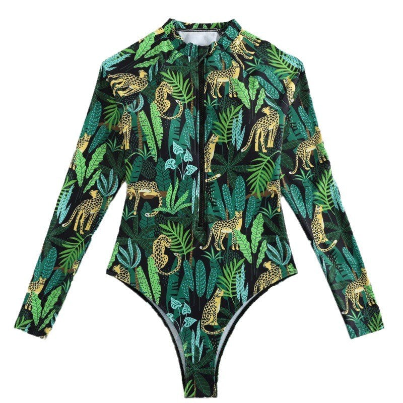 Damen Langarm-Schwimmanzug mit modischem Tiermotiv EB
