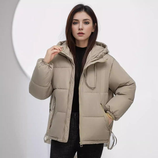 Damen wasserabweisende Winterjacke mit verstellbarer Kapuze und praktischen Taschen EB