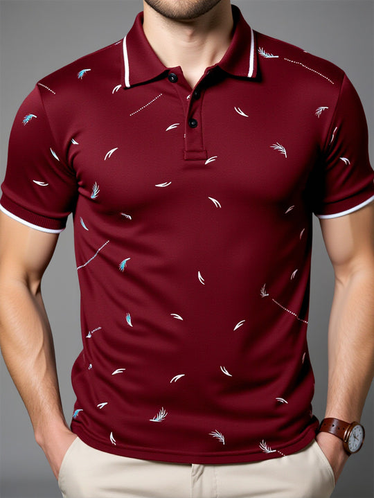 Herren Poloshirt mit modernem Druck und hochwertigem Baumwollmaterial EB