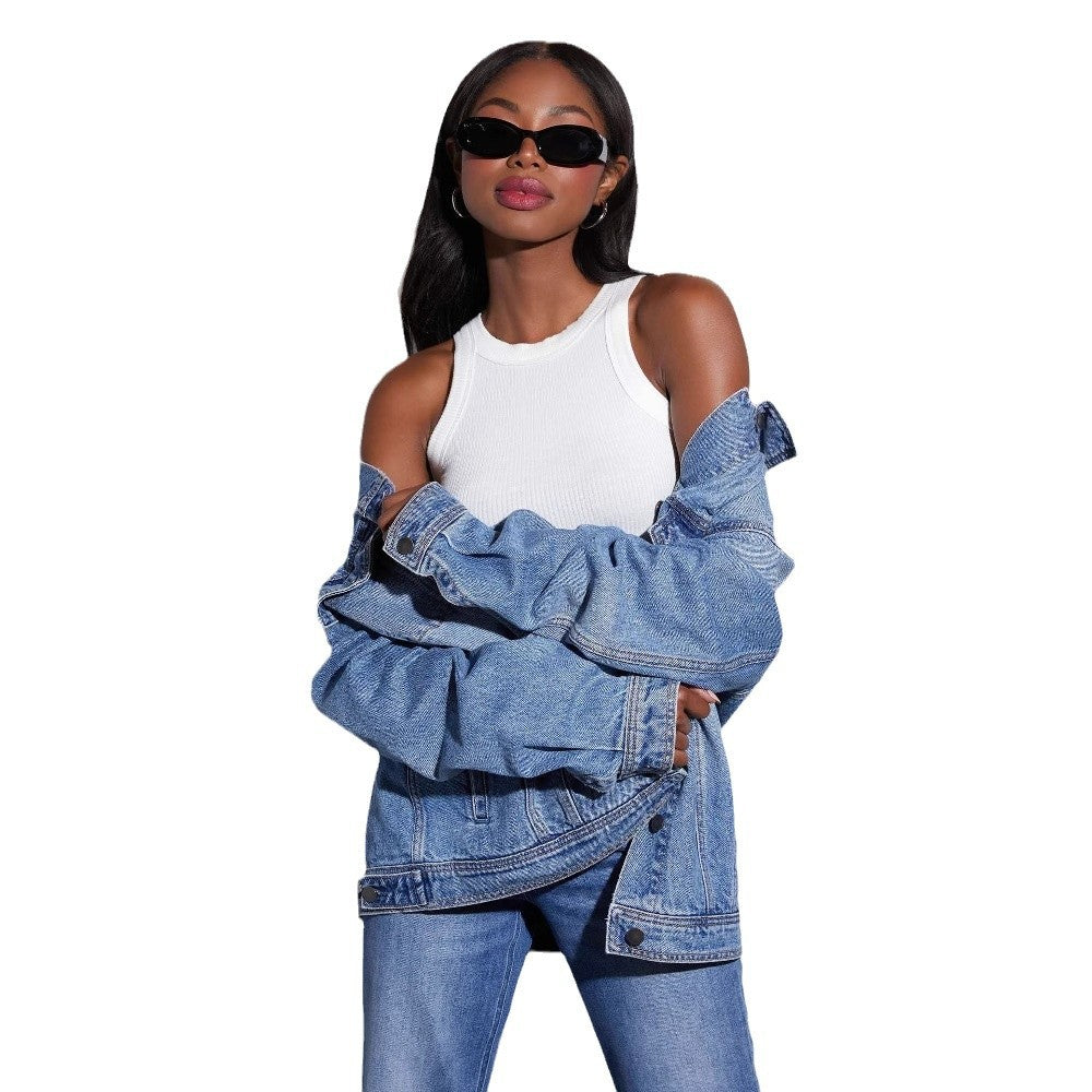 Damen Oversized Denimjacke mit modernen Details EB