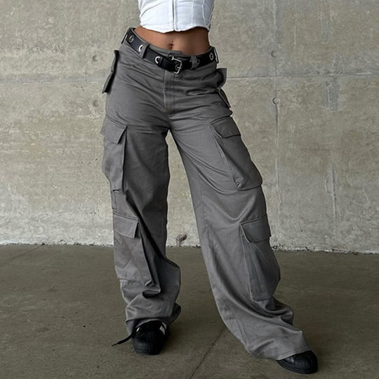 Damen Cargo-Hose mit breitem Schnitt und funktionalen Taschen EB