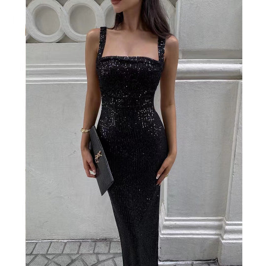 Damen Glamouröses Pailletten-Abendkleid im figurbetonten Design EB