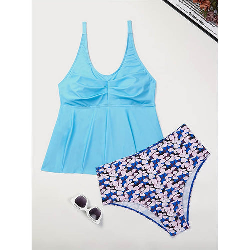 Damen Badeanzug-Set mit stilvollem Oberteil und hoch geschnittenem Höschen EB