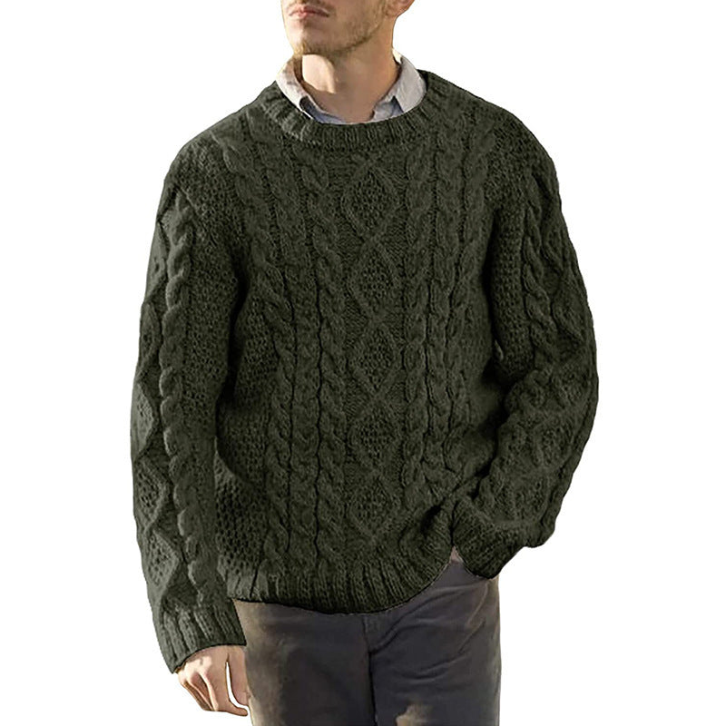 Herren Grobstrickpullover mit klassischem Zopfmuster EB