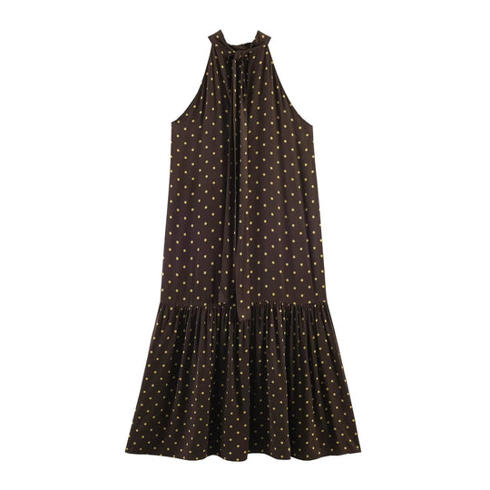 Damen Maxikleid mit elegantem Volant und modernem Punkdesign EB