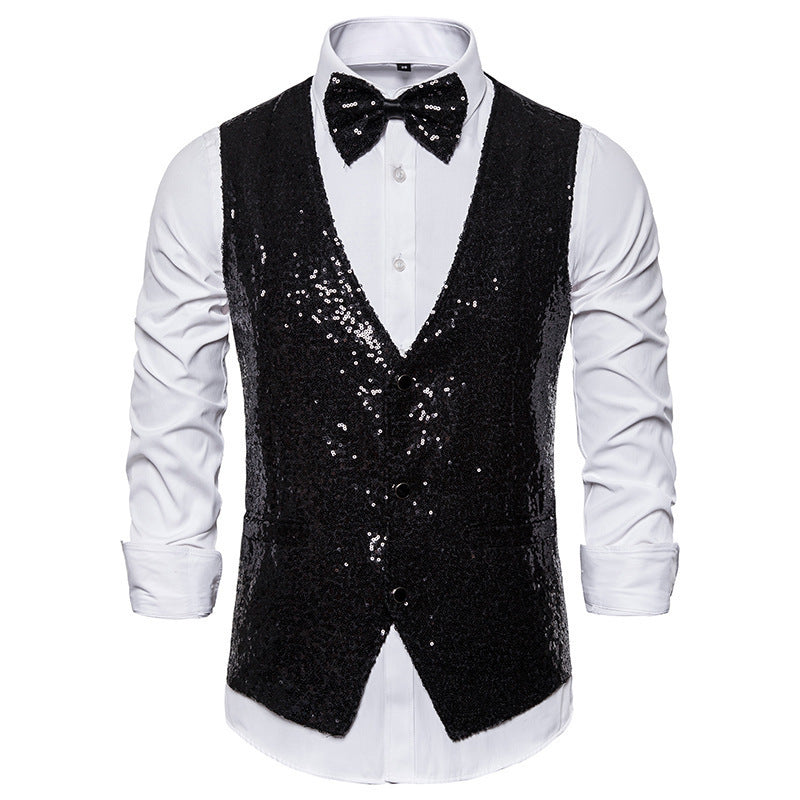 Herren eleganter Paillettenblazer mit passendem Fliege EB