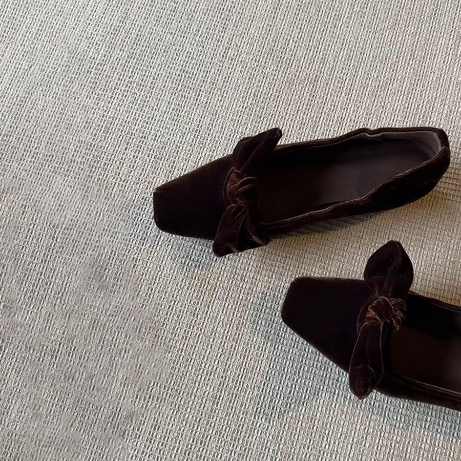 Damen Ballerina-Schuhe mit sanften Rüschen und eleganter Schleifenverzierung EB