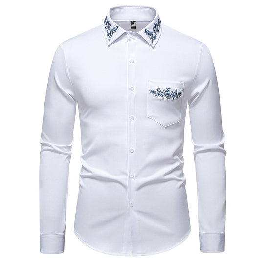 Herren Elegantes Hemd mit floralem Design und dezentem Stehkragen EB