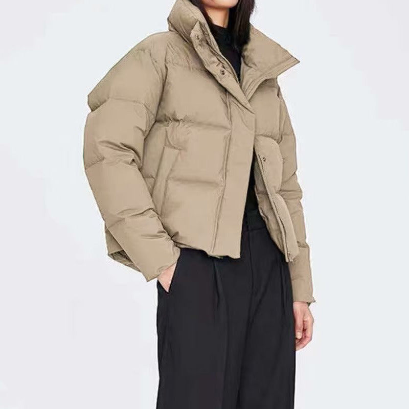 Damen gestepptes Winterjacke mit hohem Kragen und Seitentaschen EB