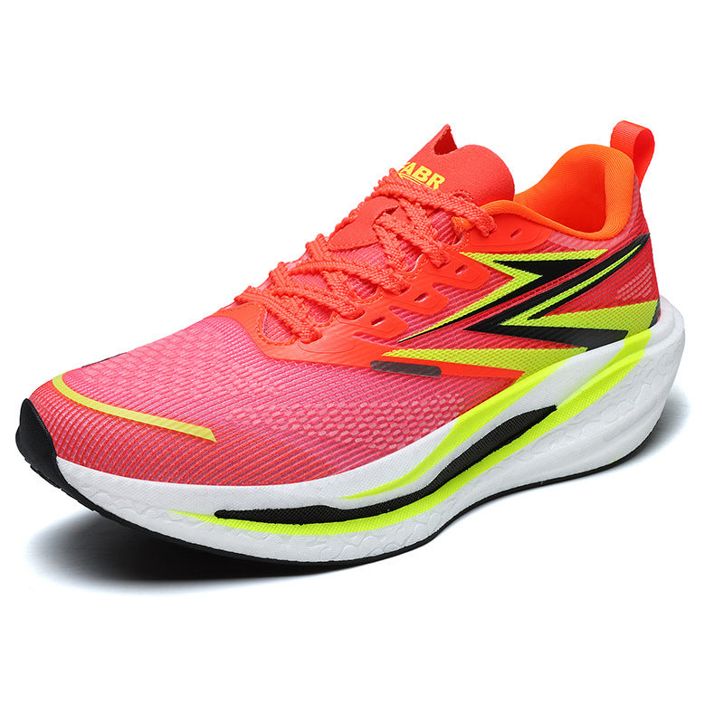 Unisex dynamische Straßenlaufschuhe mit gebogener Rocker‑Zwischensohle, reaktiver EVA‑Dämpfung und atmungsaktivem Strickobermaterial EB