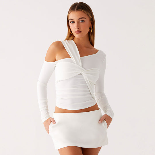 Damen Raffiniertes Longsleeve Shirt mit asymmetrischem Design EB
