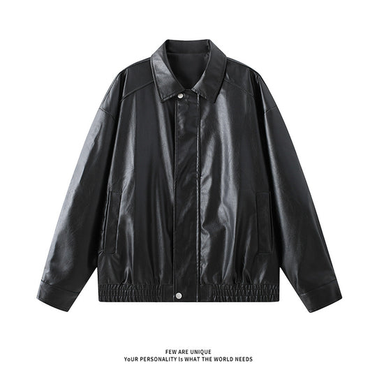 Herren elegante Kunstlederjacke mit elastischem Bund EB