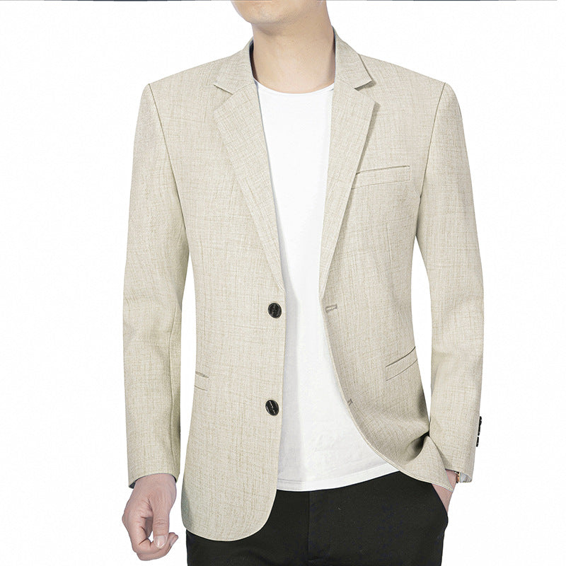 Herren Leichter Leinenblazer Slim-Fit Zweiknopf-Sakko atmungsaktiv EB