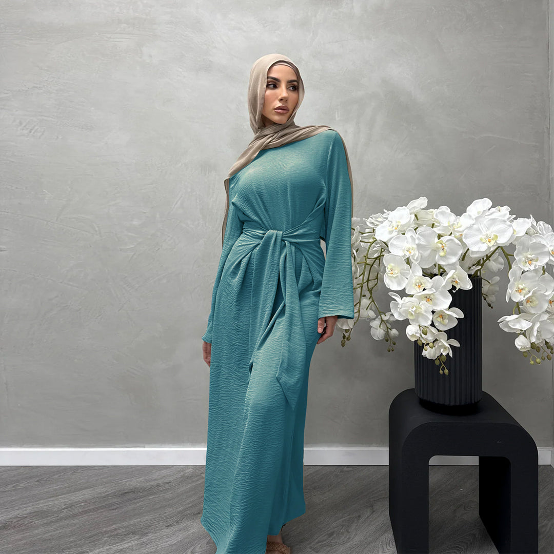 Damen Modisches Maxikleid aus fließendem Stoff mit weiten Ärmeln EB