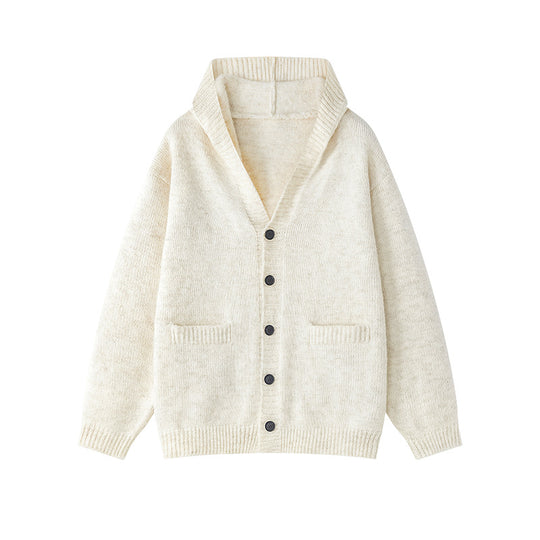 Damen gemütliche Strickjacke mit offenem Kragen und praktischen Taschen EB