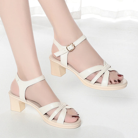 Damen Sandaletten mit verstellbarem Riemen und elegantem Blockabsatz EB