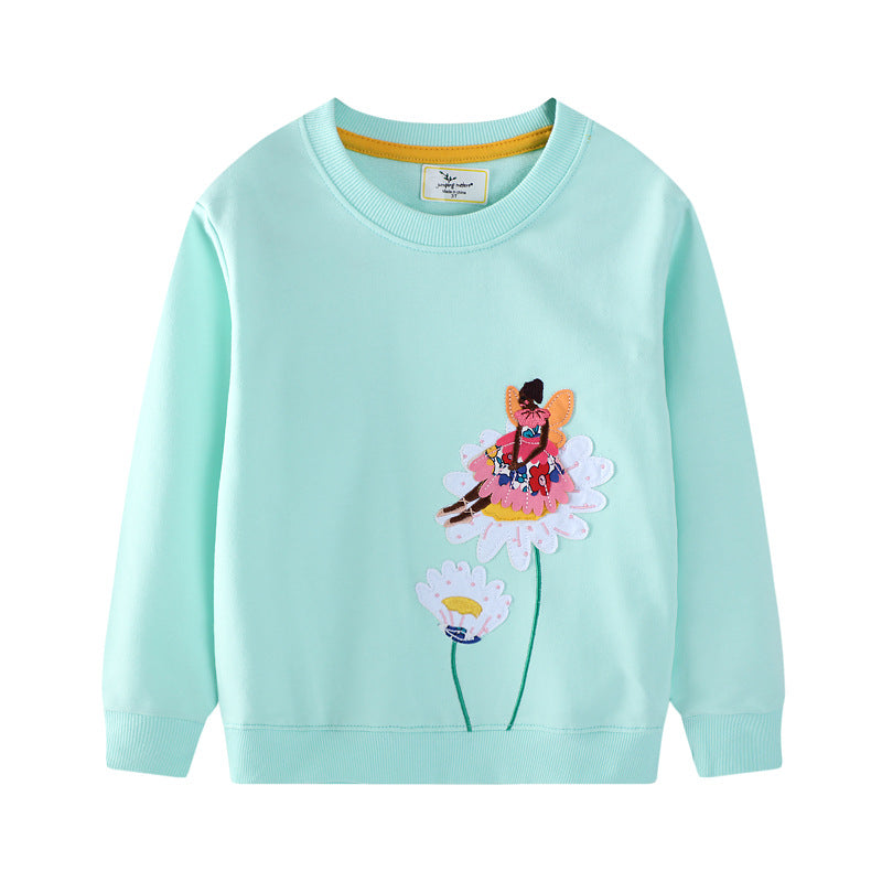 Mädchen Sweatshirt mit buntem Blumen- und Feenmotiv EB