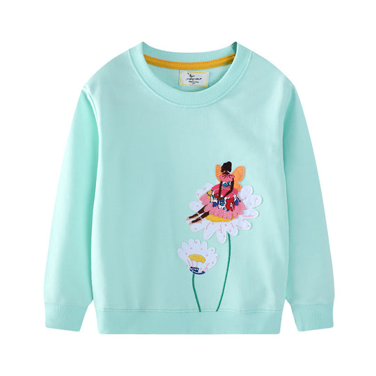 Mädchen Sweatshirt mit buntem Blumen- und Feenmotiv EB