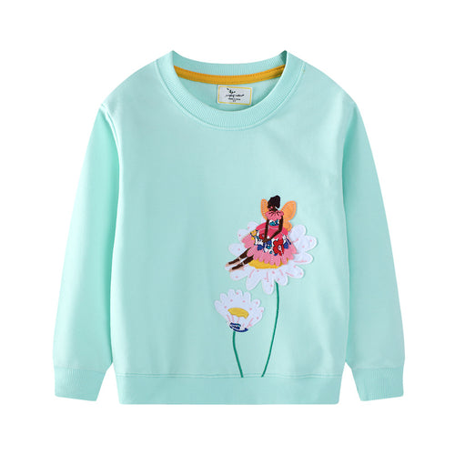 Mädchen Sweatshirt mit buntem Blumen- und Feenmotiv EB