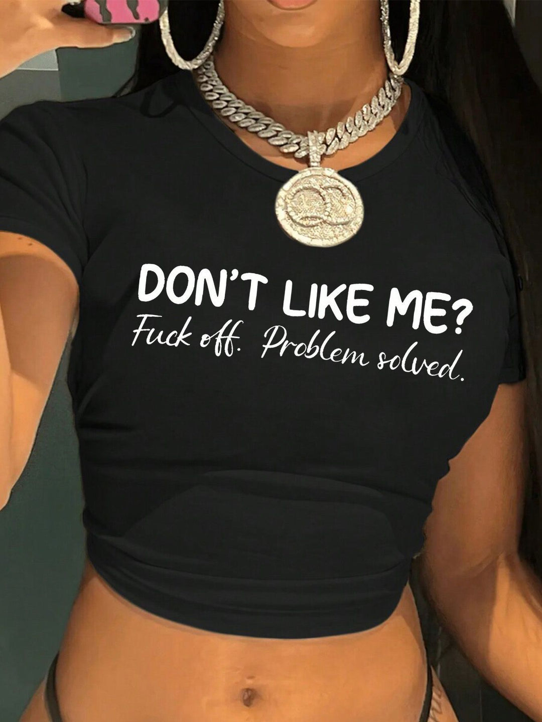 Damen T-Shirt mit künstlerischem Statement-Print und figurbetontem Schnitt EB