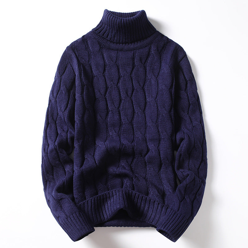 Herren Strickpullover mit Rollkragen und Zopfmuster EB