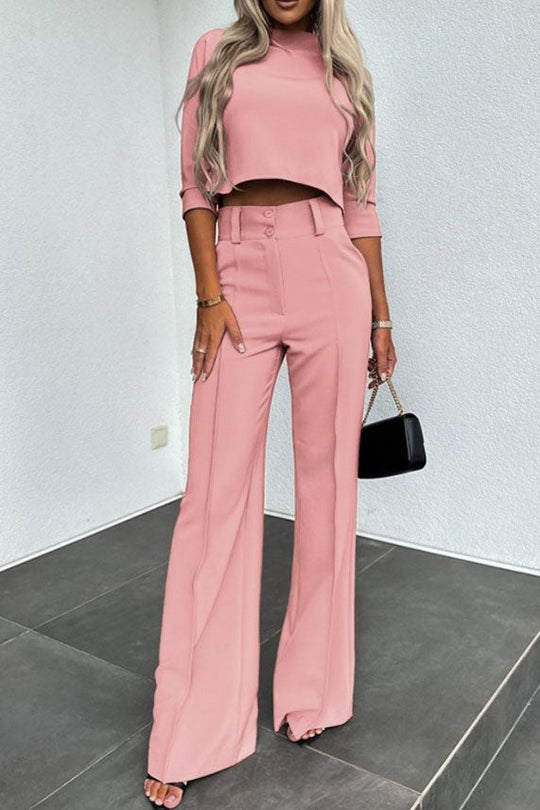 EB | Ärmel Pullover Weitbeinige Hosen Geschäftliche Freizeit Outfits Satz