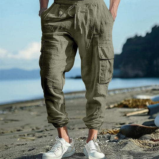 Herren nan lässige Cargo-Jogginghose mit elastischem Bund und großzügigen Seitentaschen EB