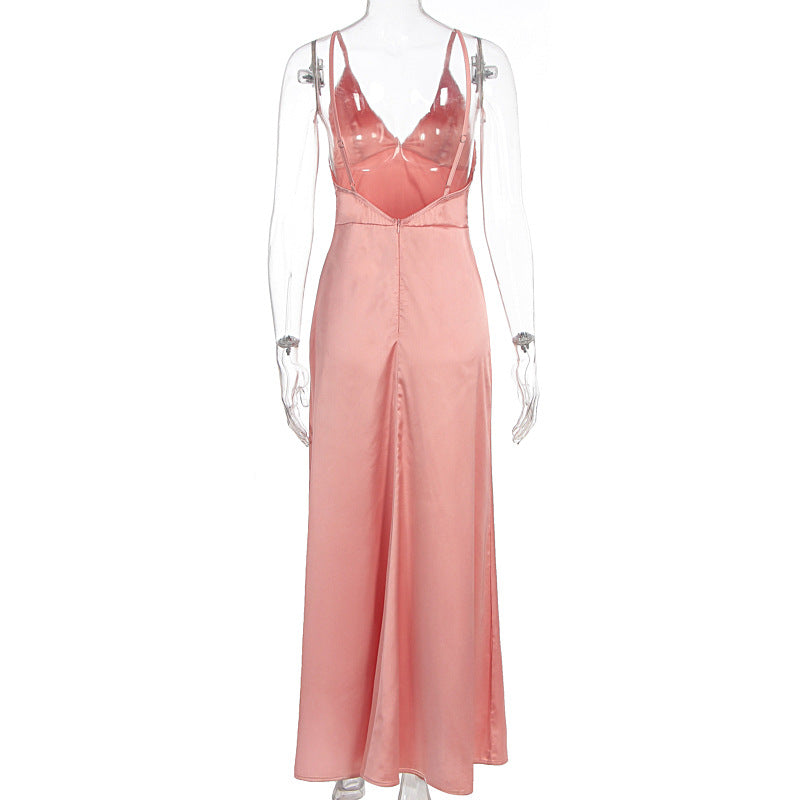 Damen Maxikleid mit raffinierten Trägern und elegantem V-Ausschnitt EB