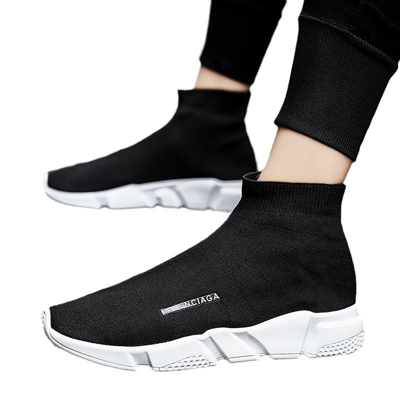 Damen Komfortable Slip-On Sneakers mit hohem Strickdesign EB