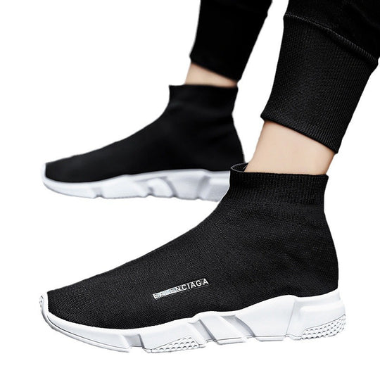 Damen Komfortable Slip-On Sneakers mit hohem Strickdesign EB