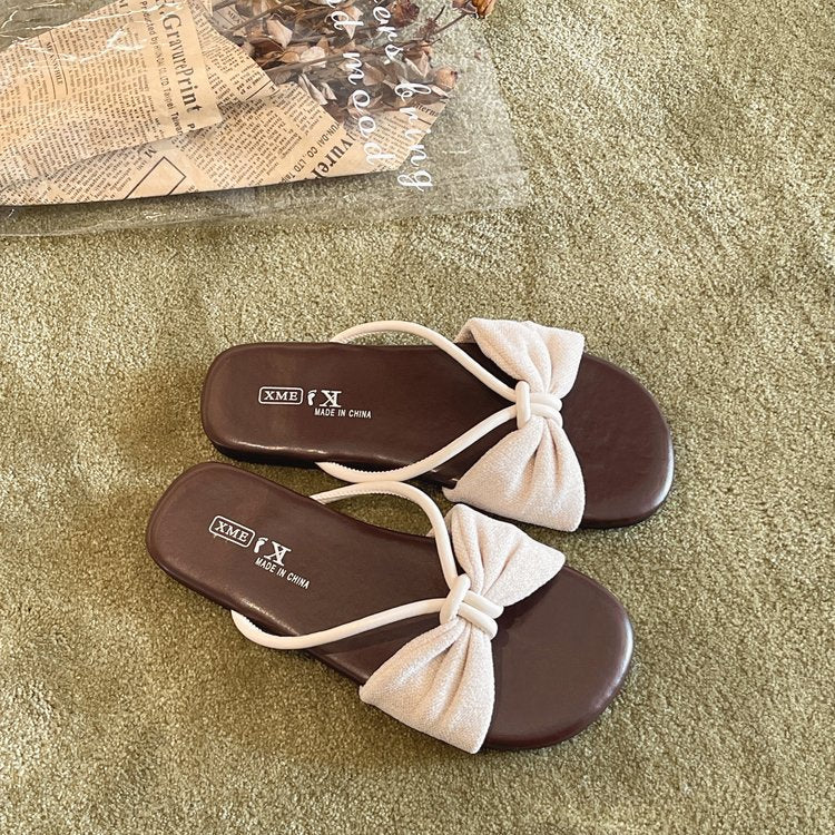 Damen elegante Riemchen-Sandalen mit großem Schleifenakzent EB