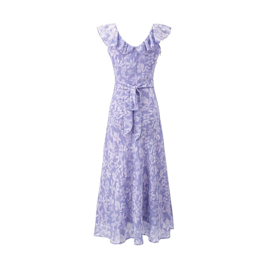 Damen Maxikleid mit romantischem Blumenmuster und raffinierten Rüschendetails EB