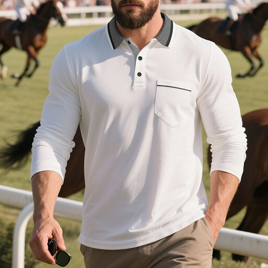 Herren Poloshirt mit trendigem Design und bequemen langen Ärmeln EB