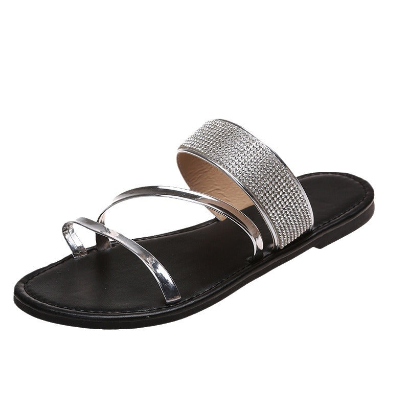 Damen Glitzernde Riemensandalen mit eleganter Zierde EB